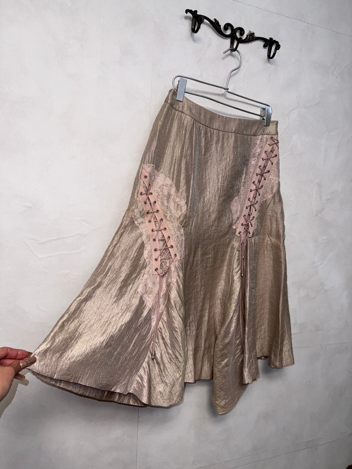 Indi pink satin fairy laceup unbal skirt 상품이미지6