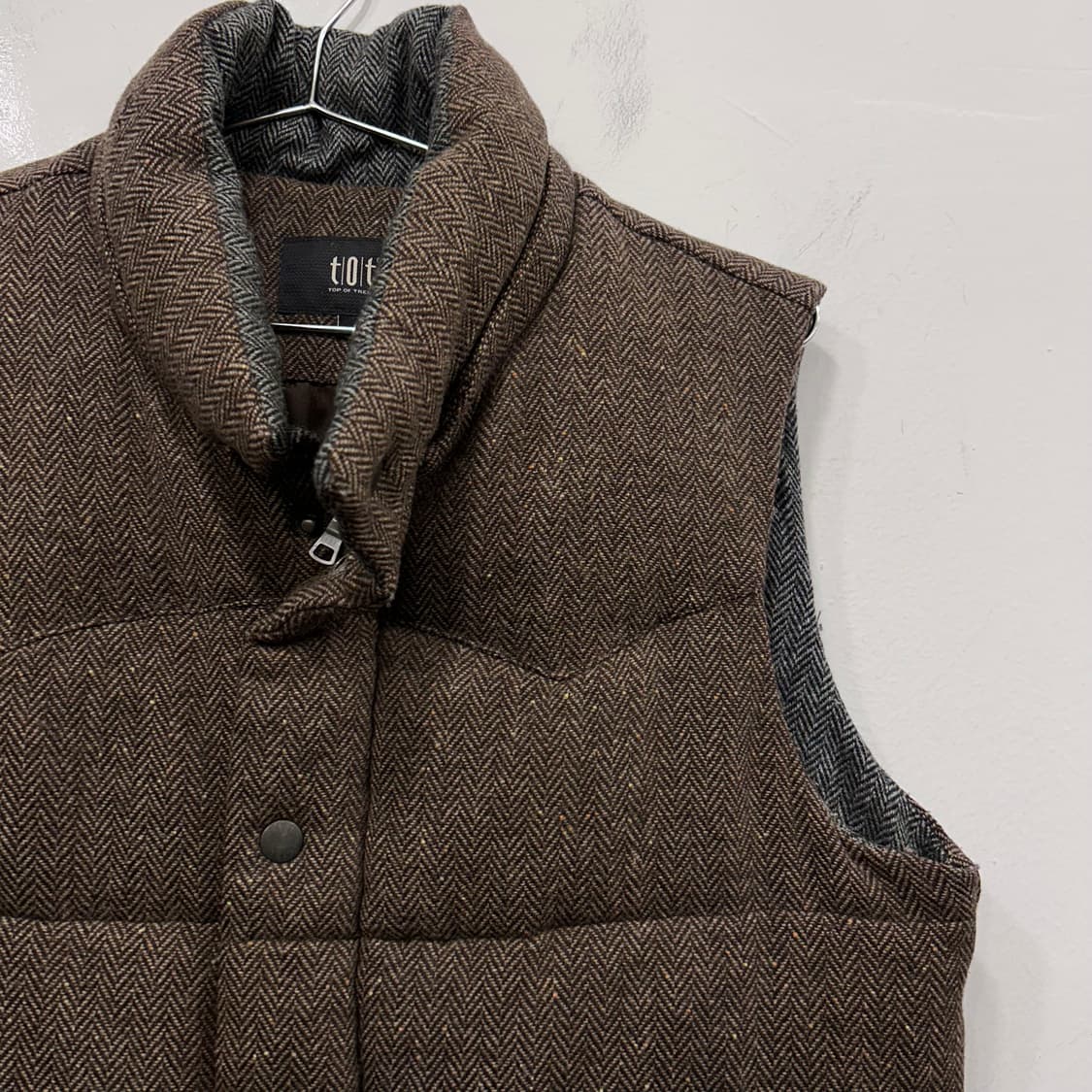 TOT 울 해링본 포켓 누빔 패딩 베스트 상품이미지1