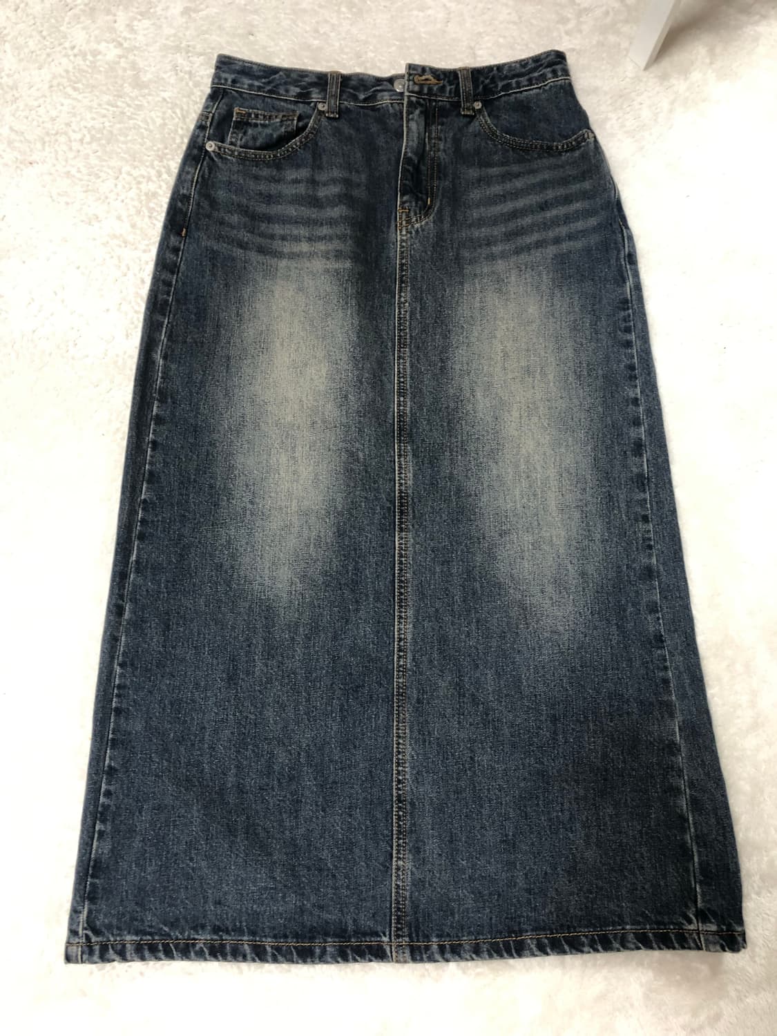 빈티지 느낌 데님 워싱 롱 스커트 상품이미지2