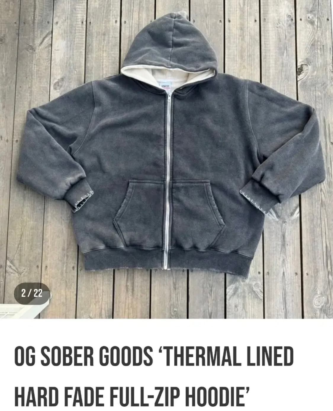 sober 소버 굿즈 페이드 써멀 후드집업 블랙 판매 상품이미지1