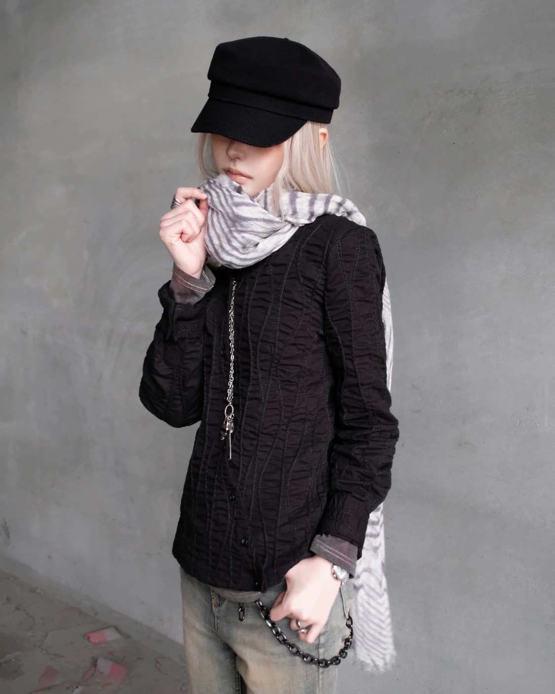 Curved crinkle shirt 상품이미지1