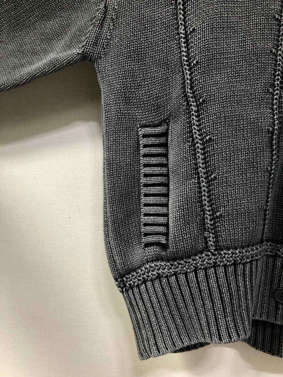 (미사용) 남녀공용 피그먼트 스톤 워싱 니트 후드 집업 _ 블랙 Free 상품이미지3