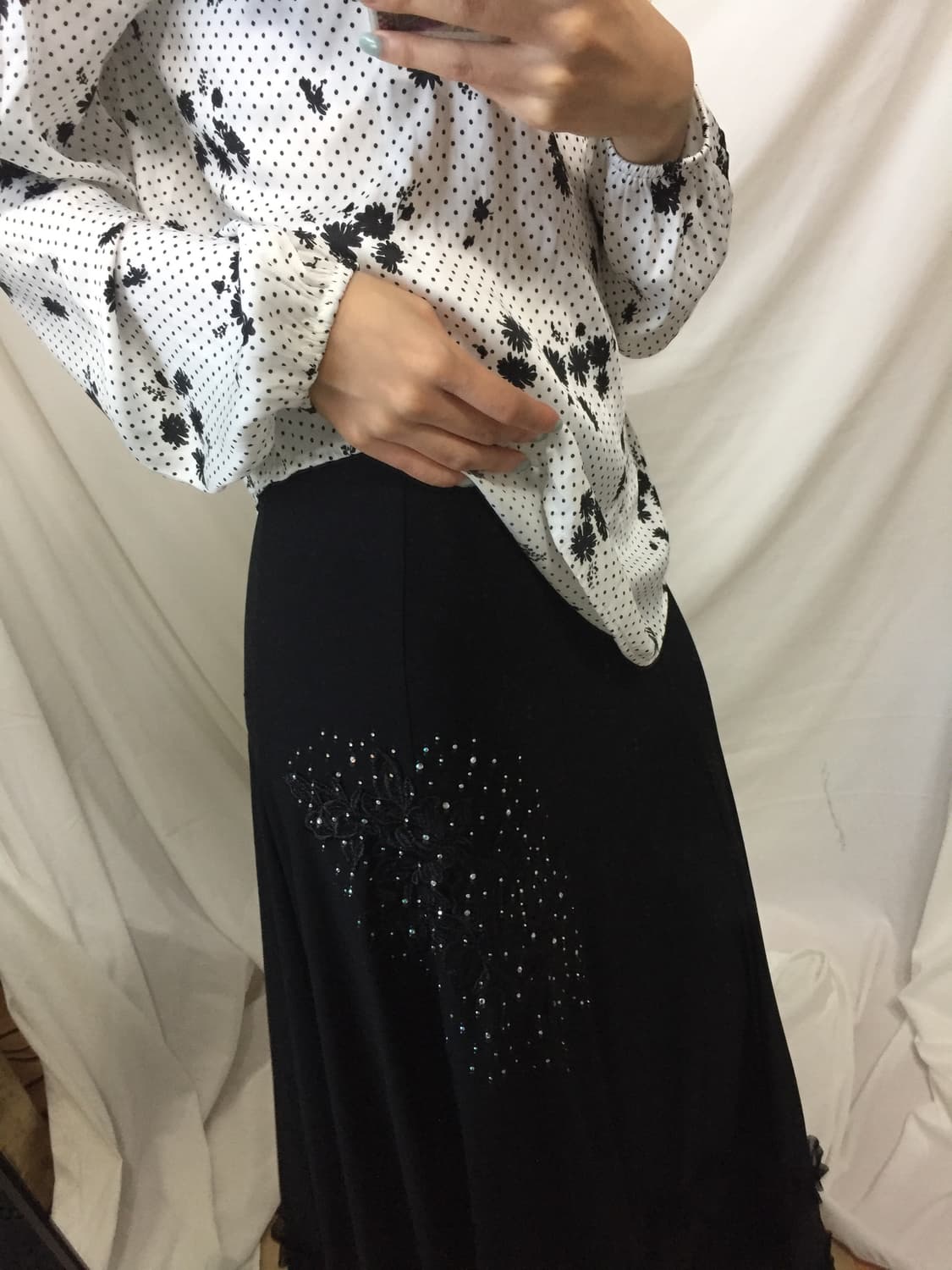 꽃 큐빅 프릴 스커트 상품이미지2