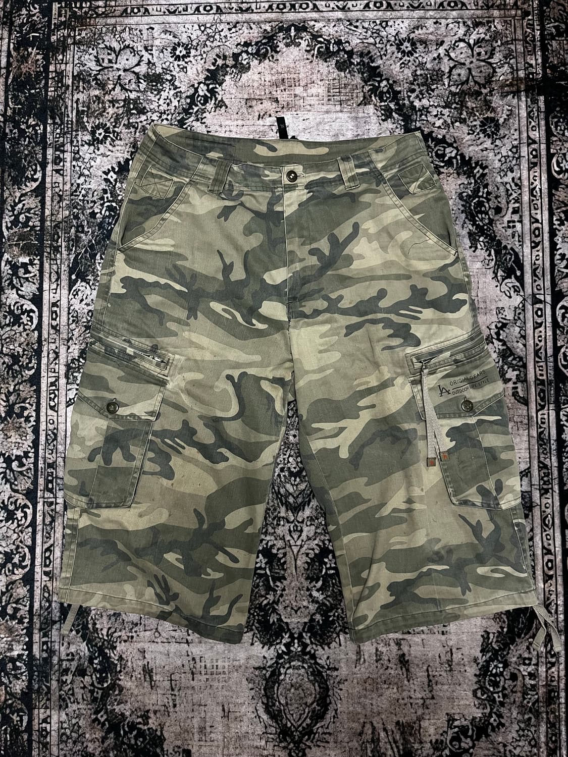 빅포켓 디테일 카모 카고팬츠 하프 상품이미지5