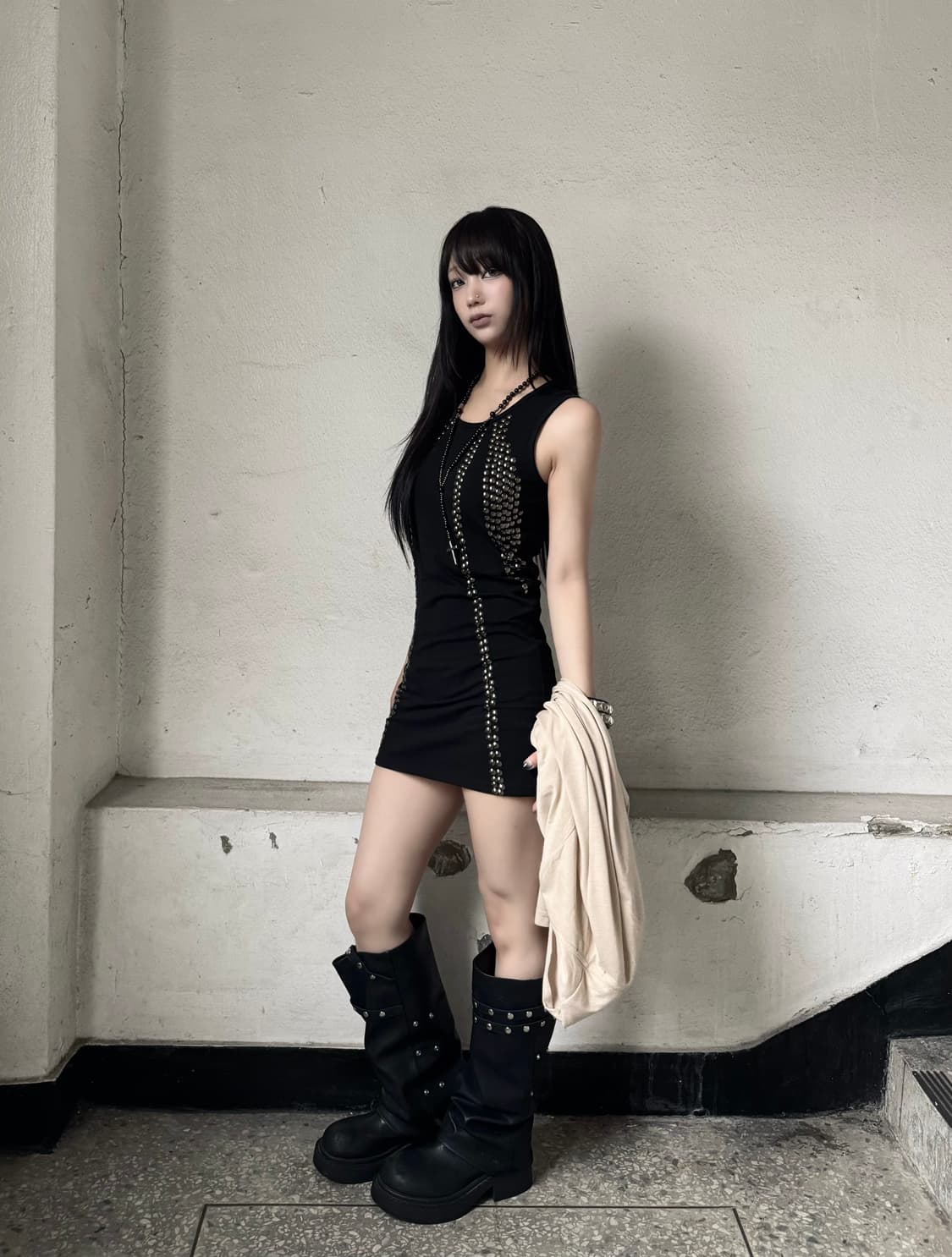 Stud sleeveless dress 상품이미지1