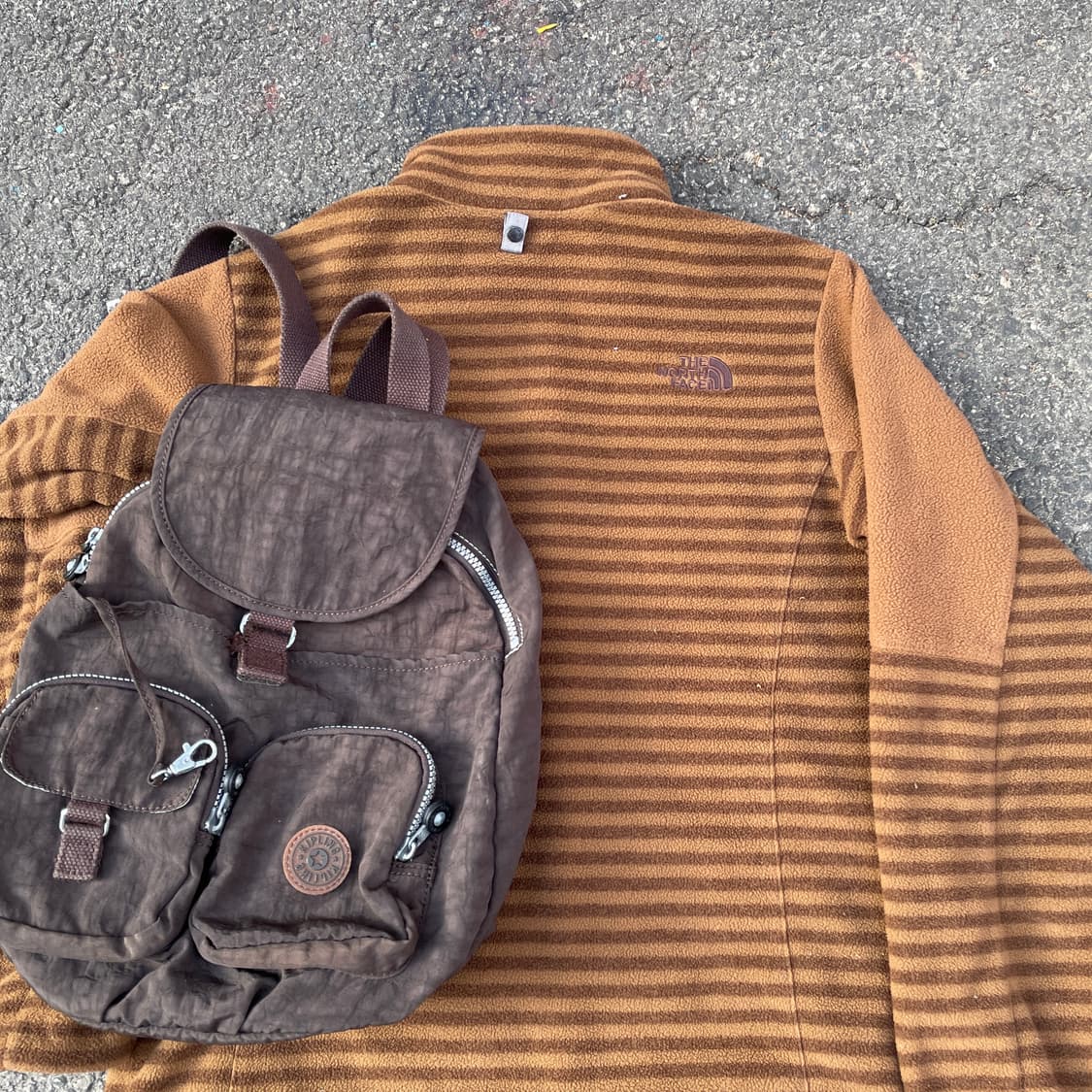 노스페이스 대대장 초코 브라운 스트라이프 여성 후리스 자켓 XL 상품이미지5