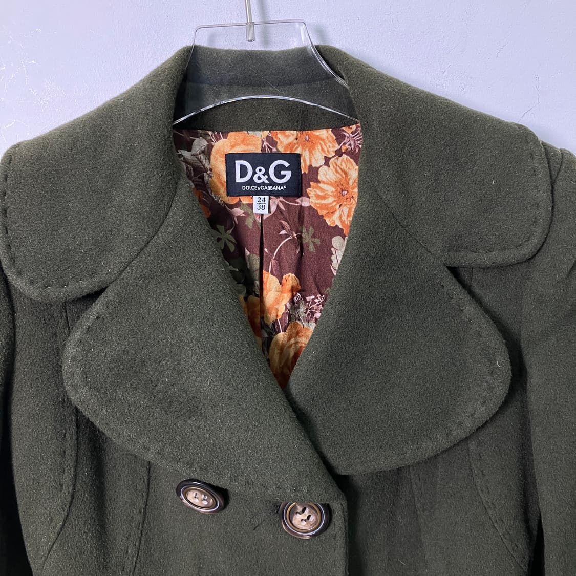 돌체앤가바나 카키 더블 브레스티드 울 롱코트 38 상품이미지4