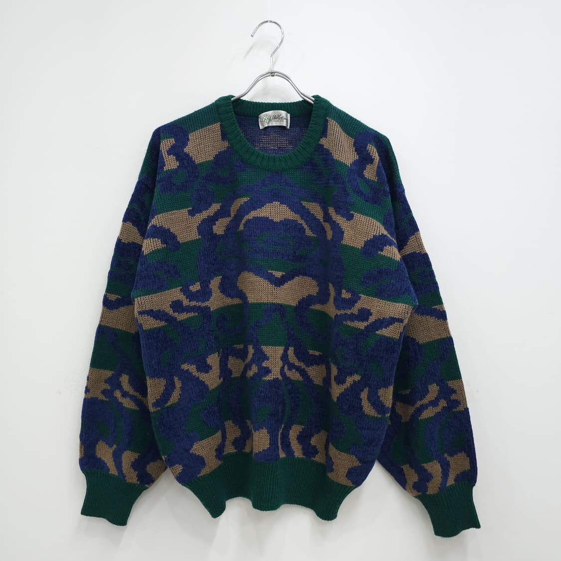 모혼방 블루 패턴 빈티지 니트 일본빈티지 상품이미지1