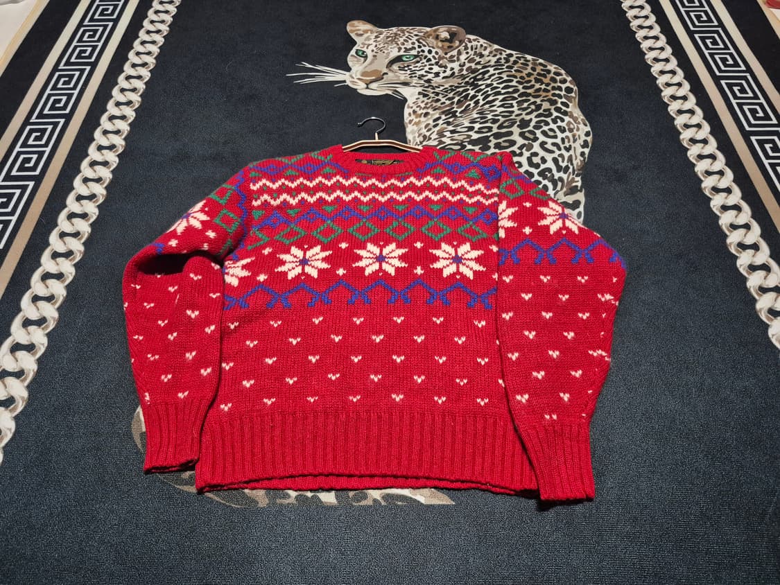 80's 에디 바우어 크리스마스 빈티지 니트 스웨터 L 상품이미지1