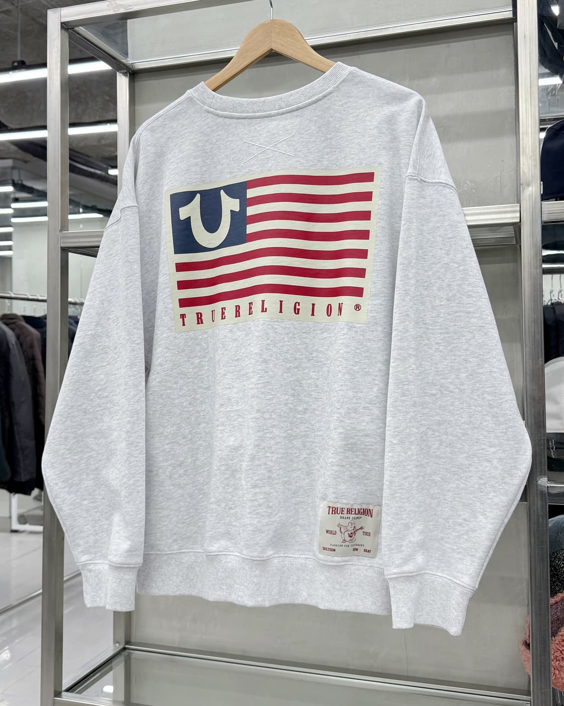 트루릴리젼 USA 성조기 크루넥 스웻 맨투맨 그레이 상품이미지2