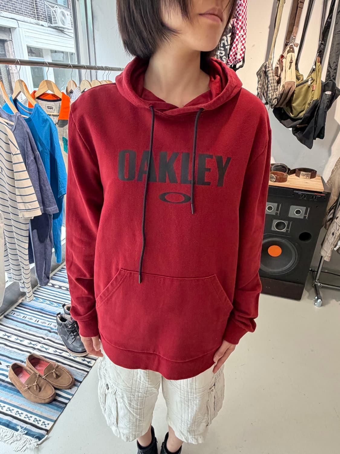 Oakley 버건디 로고 후드티 상품이미지4