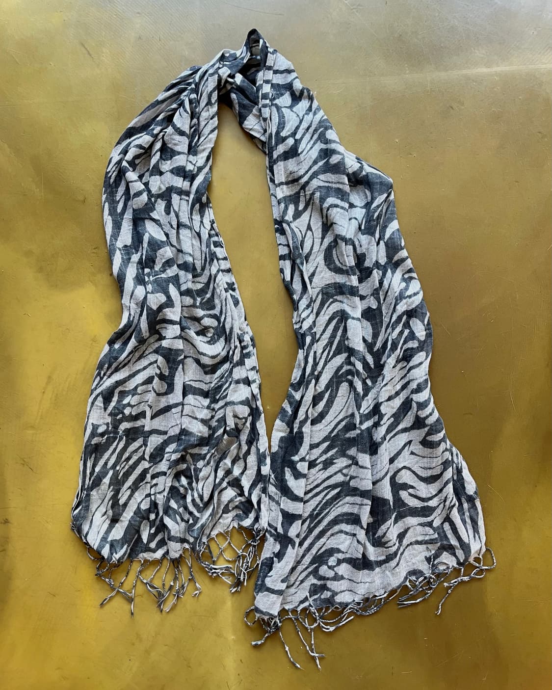 JPN Vintage Zebra Pattern Tassel Scarf 상품이미지4