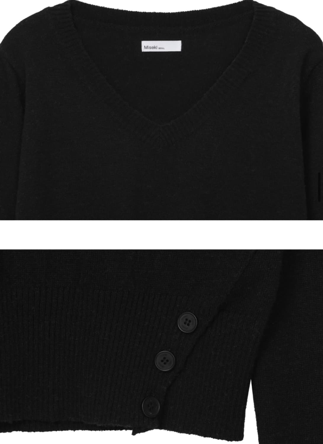 미세키서울 브이넥 니트 블랙 Vneck slit button knit 상품이미지3