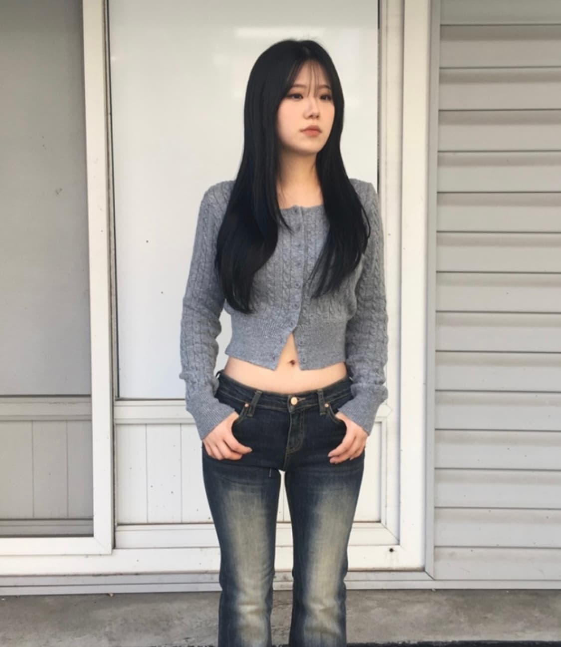 아워캐비넷 페일 크롭 가디건 pale crop cardigan 그레이 상품이미지1