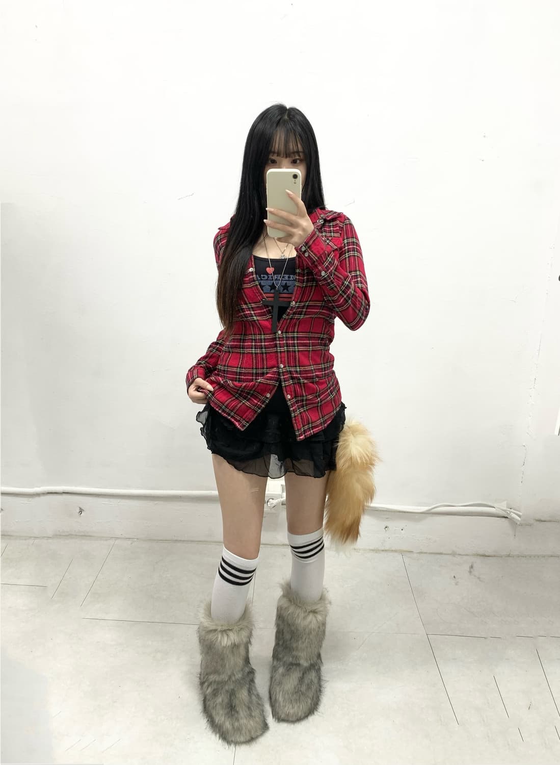 [JENNY THONG] 캐캐체 아무깔 체크 셔츠 상품이미지2