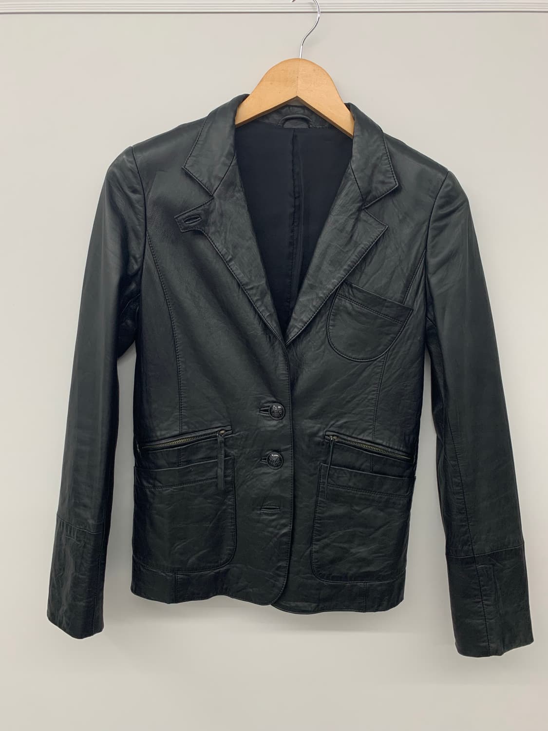 Kiyoko takase 슬림핏 램스킨 레더자켓 상품이미지3