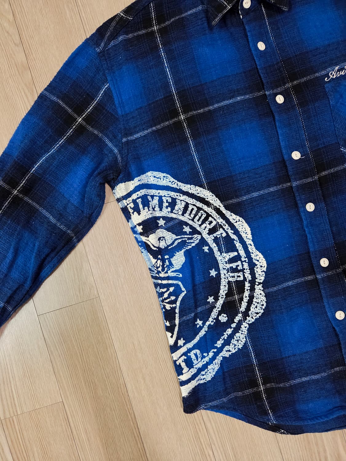 아비렉스 블루 체크 프린트 플란넬 셔츠 상품이미지4