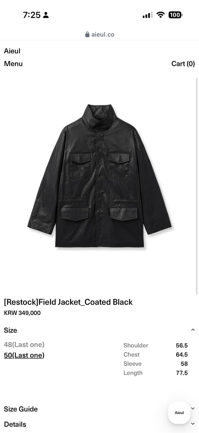 Aieul-Field Jacket_Coated Black 상품이미지1
