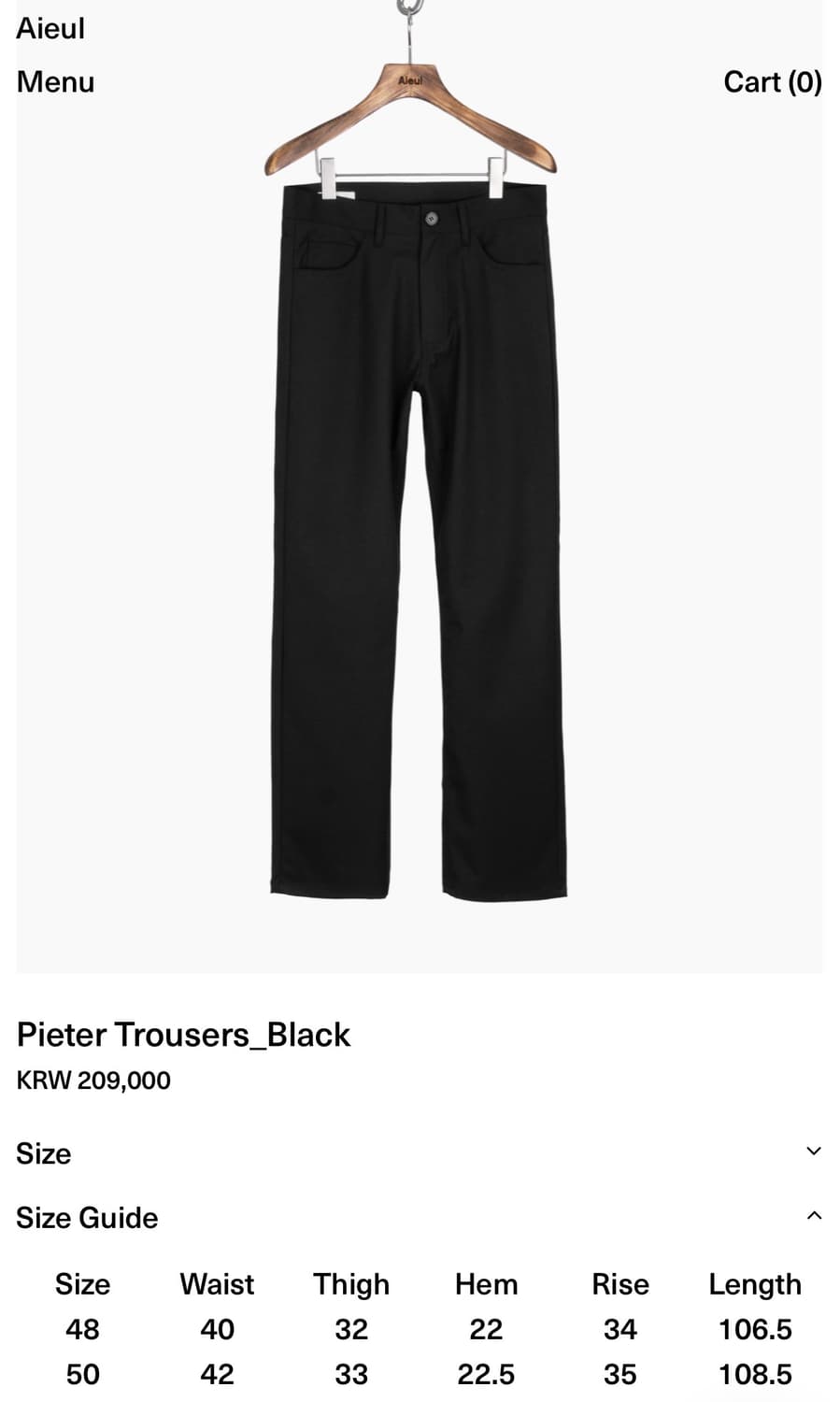 aieul Pieter Trousers 50(black) 상품이미지2