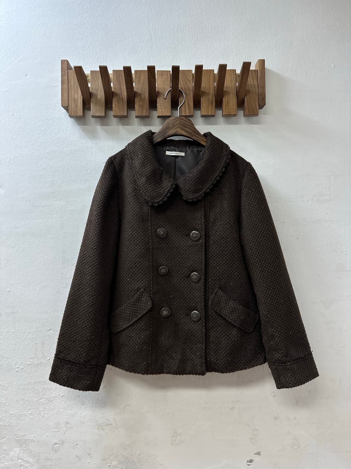 일본빈티지 둥근카라 axes femme 엑시즈팜 더블 버튼 브라운 코트 상품이미지1