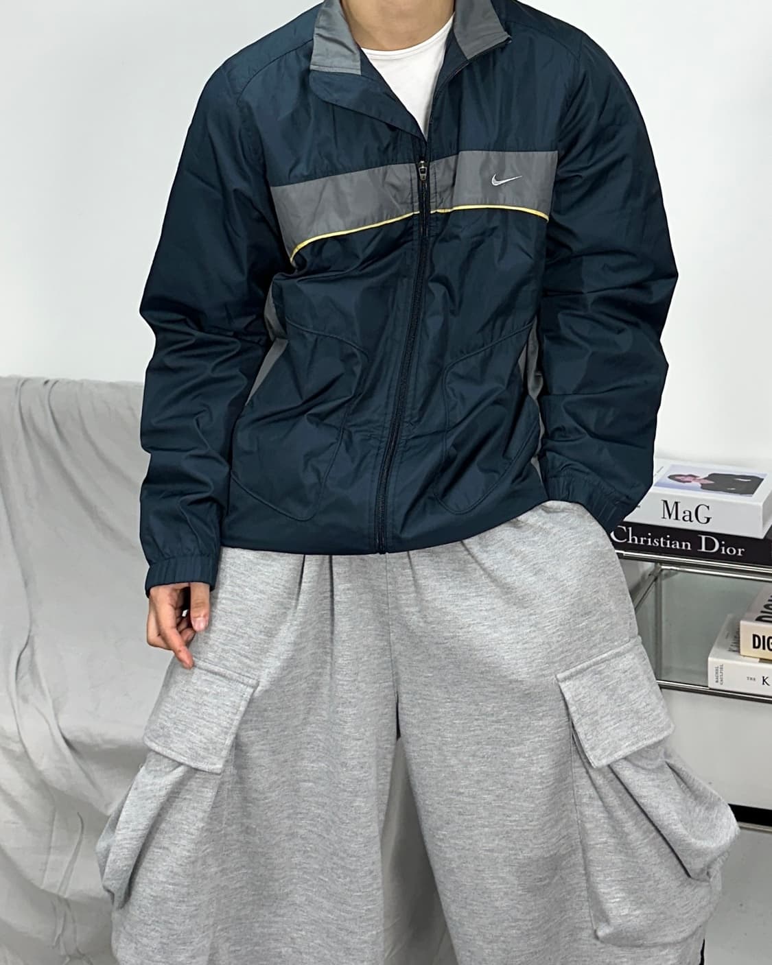나이키 90s 네이비 배색 바람막이 XL 상품이미지2