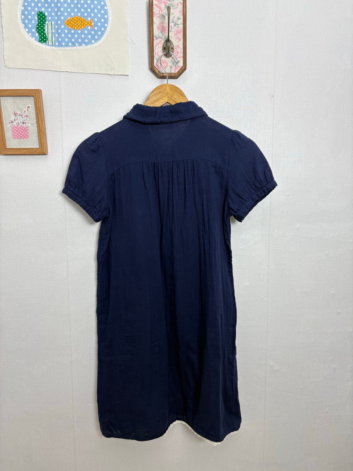 네이비 둥근 카라 반소매 원피스 상품이미지5