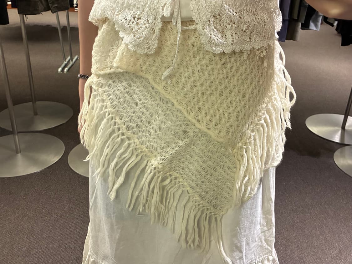 Japanese vintage 여성 아이보리 크로셰 머플러 상품이미지1