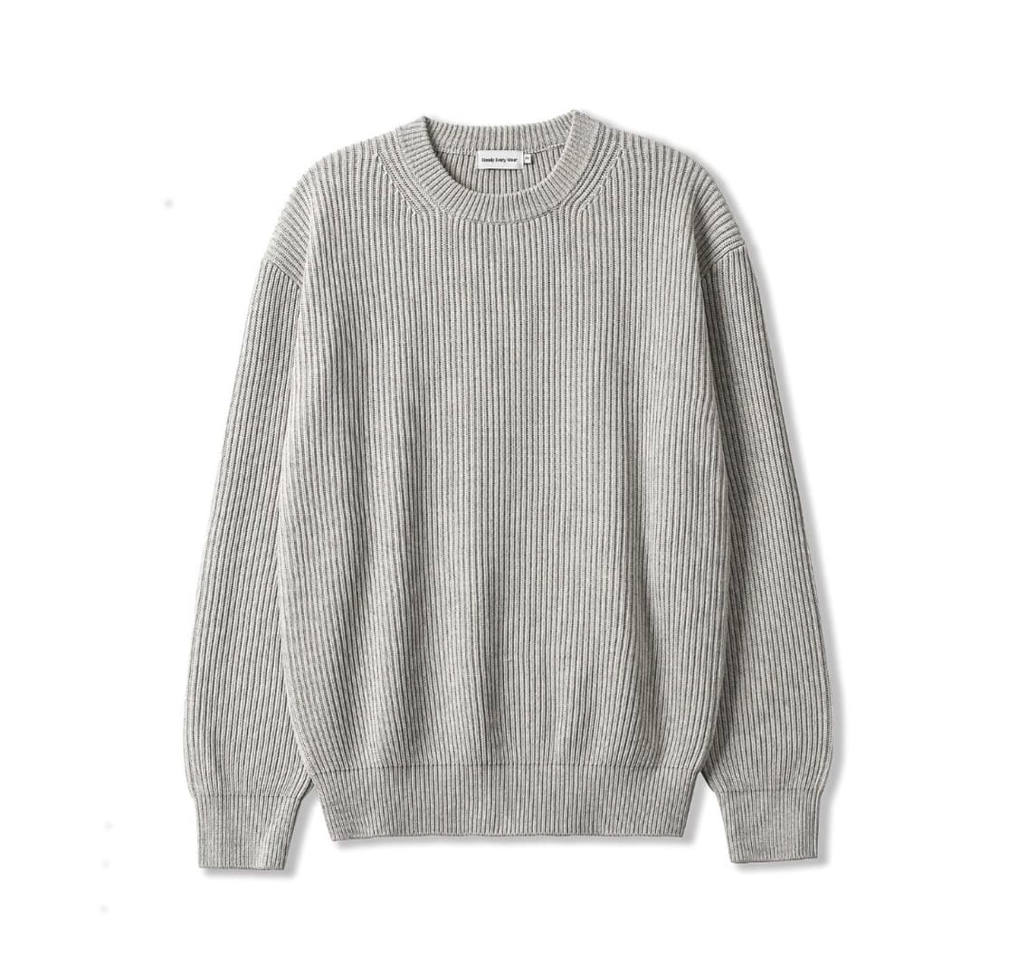 스테디에브리웨어 크루넥 코튼 립 니트 (화이트 멜란지)  상품이미지1