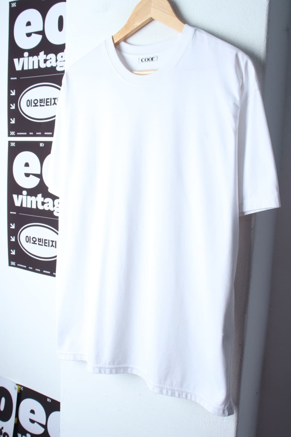 (L-XL) 쿠어 반팔 티셔츠 화이트 무지 놈코어-H3H33689 상품이미지1