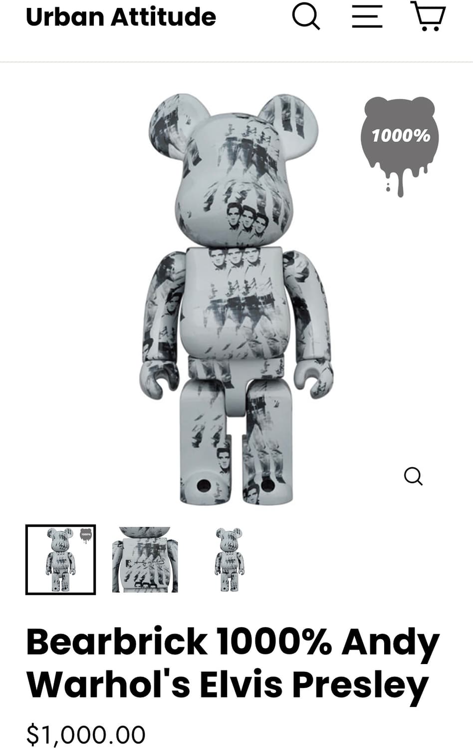 한정판 베어브릭 1000%(앤디워홀) 상품이미지4