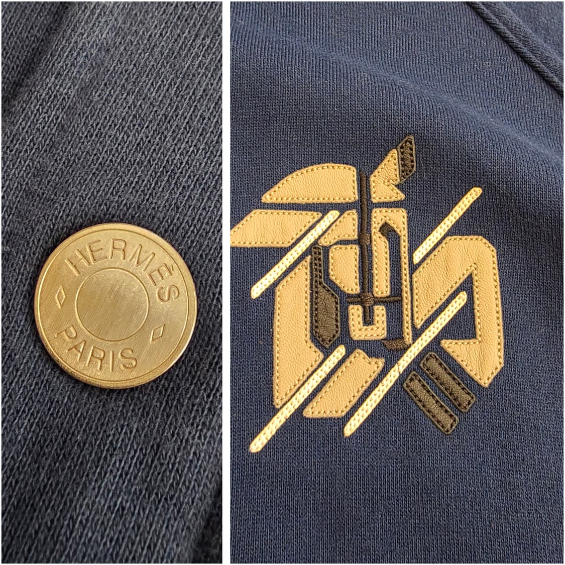 HERMES 에르메스  가죽 장식 바시티 인디고 블루 스타디움 자켓 블루 상품이미지3