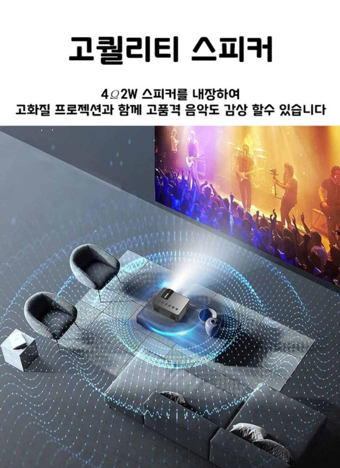 무선 빔 프로젝터 1920*1080 MAX 15ANSI 루멘 Haiqi  상품이미지2