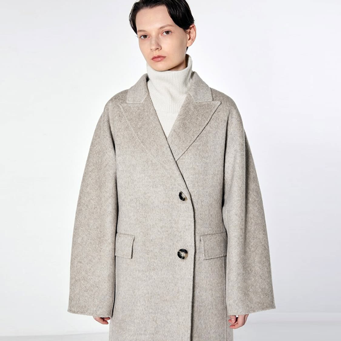 모한(MOHAN) 토프 카멜헤어 블렌드 피크드카라 코트 55-66 상품이미지2