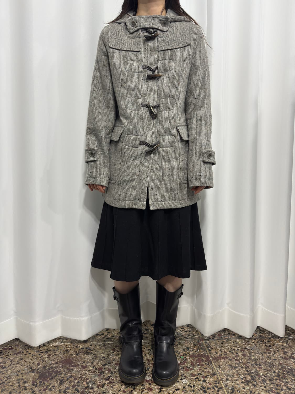 via roma wool duffle hood coat 상품이미지2