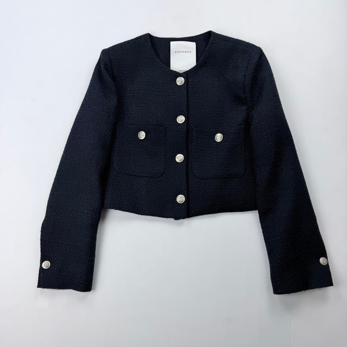 스테이피플 크롭 트위드 블레이저 네이비 상품이미지2