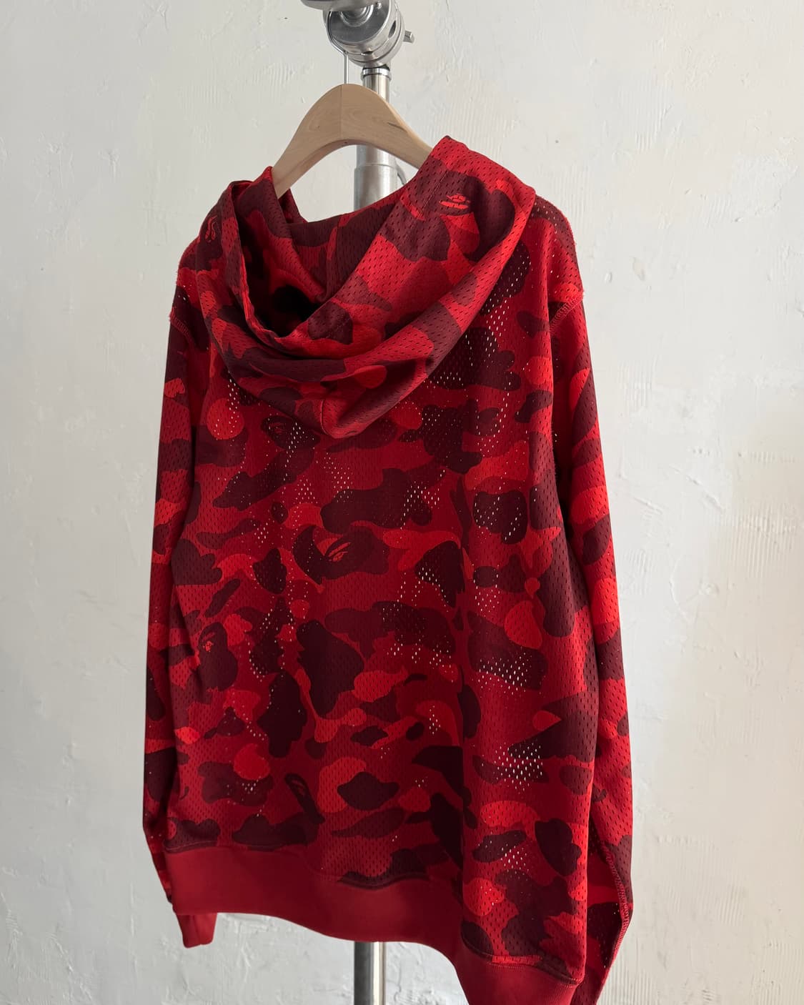 Bape 베이프 레드 카모 메쉬 후드티 상품이미지10