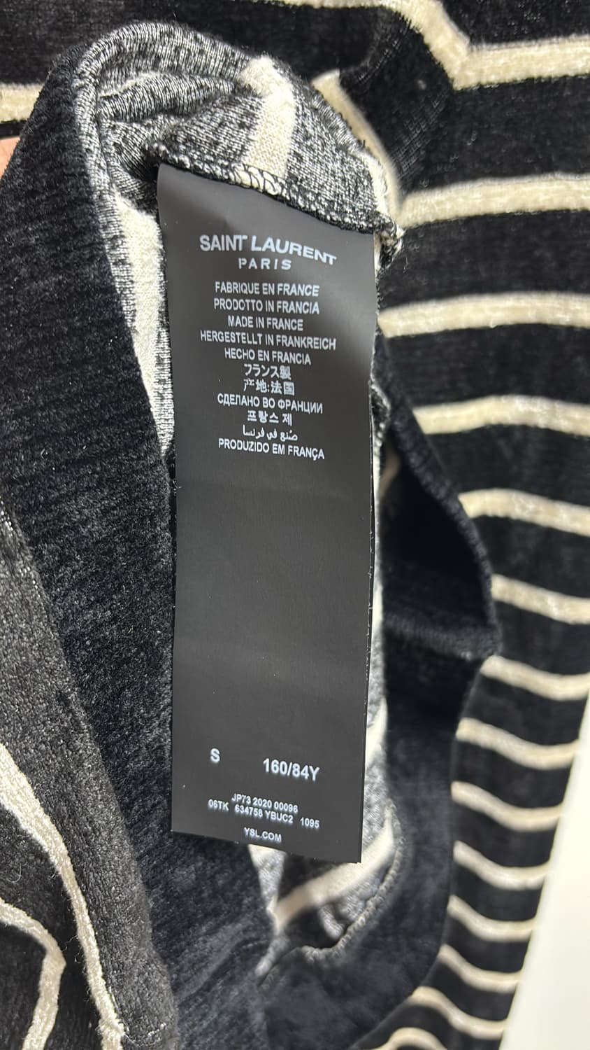 생로랑 벨벳 스트라이프 니트 s사이즈 상품이미지3