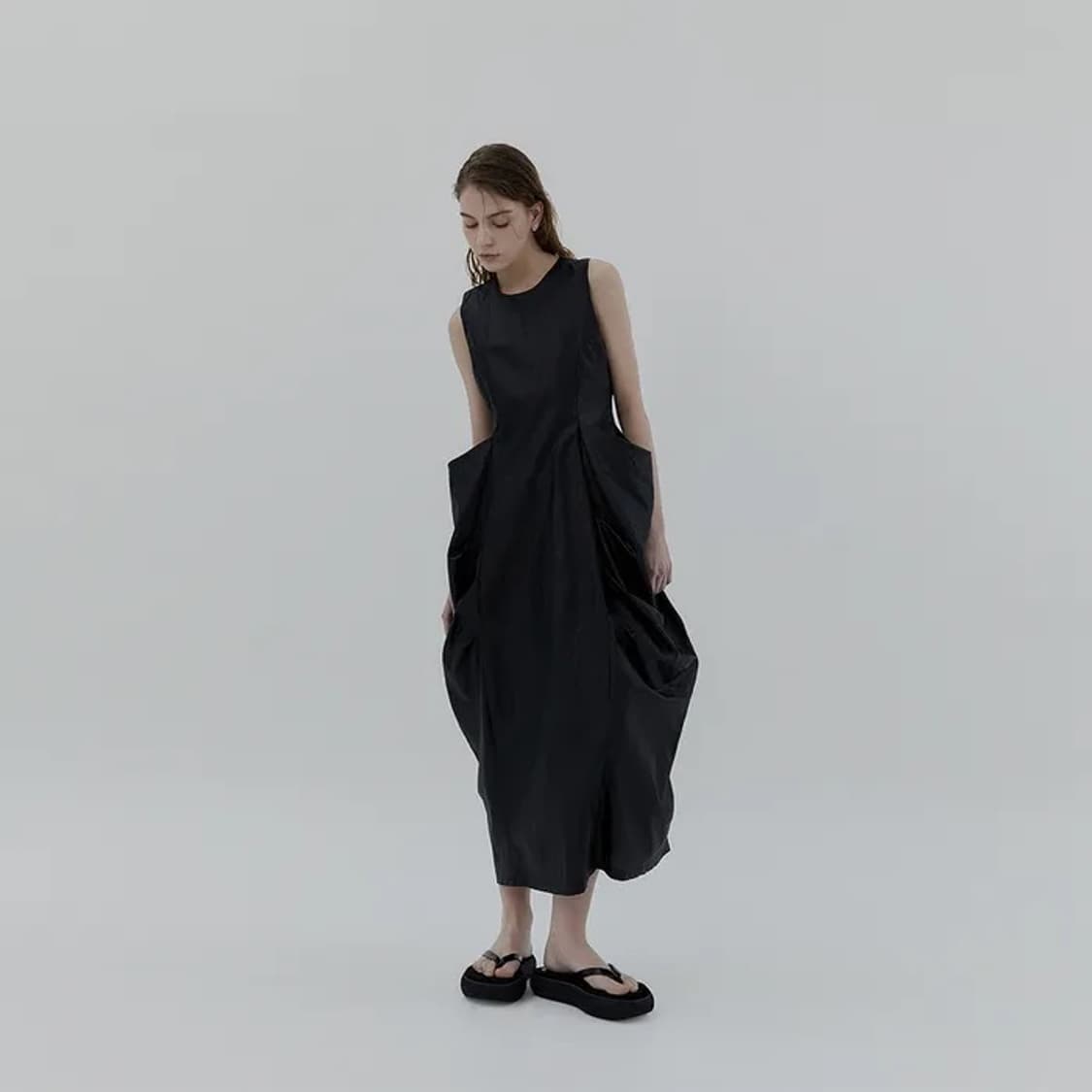 TREEMINGBIRD 블랙 아방가르드 포켓 드레 상품이미지2