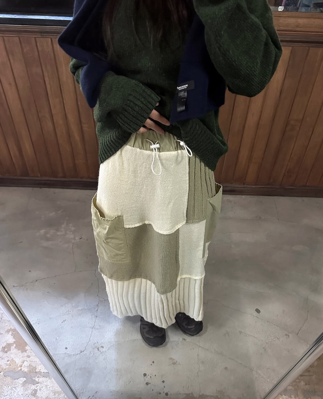 KASTANE patchwork knit mix skirt 상품이미지4