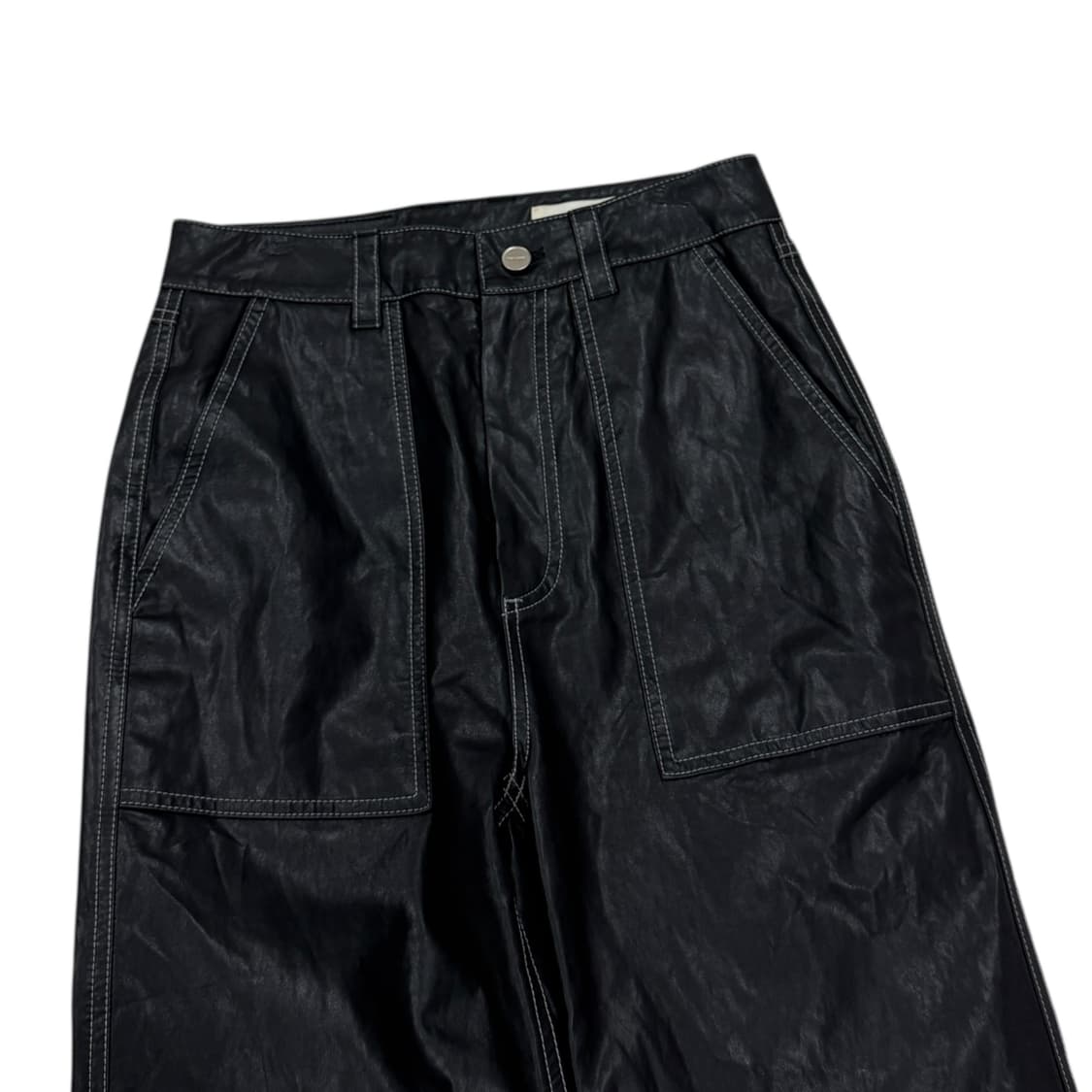 인사일런스 우먼 포우 레더 와이드 팬츠 블랙 S 상품이미지2