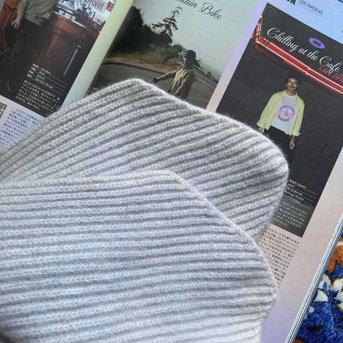 빈티지 라이트 그레이 니트 매듭 리본 타이 디테일 머플러 목도리 상품이미지3