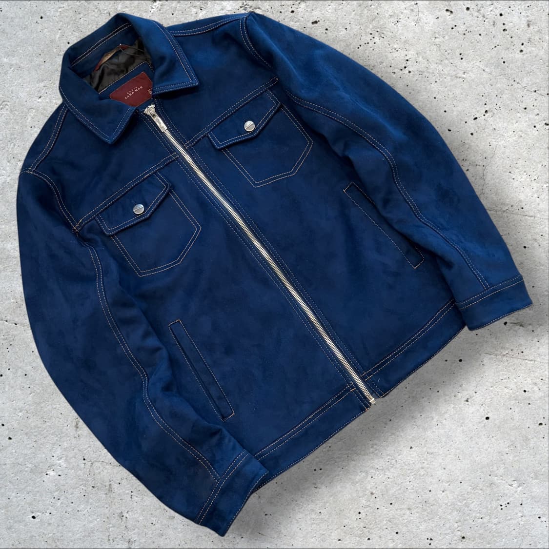 [L] 자라 스웨이드 트러커 자켓 블루 D378 상품이미지1