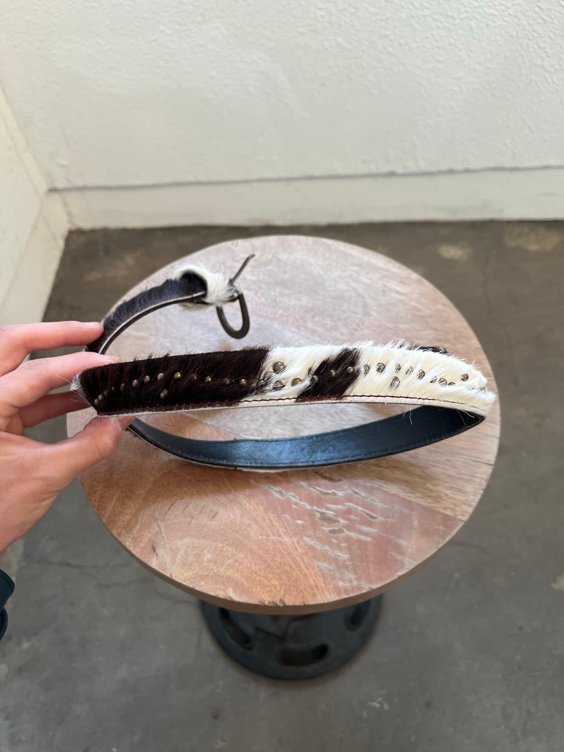 Vintage 송치 리얼레더 스터드 벨트 상품이미지4