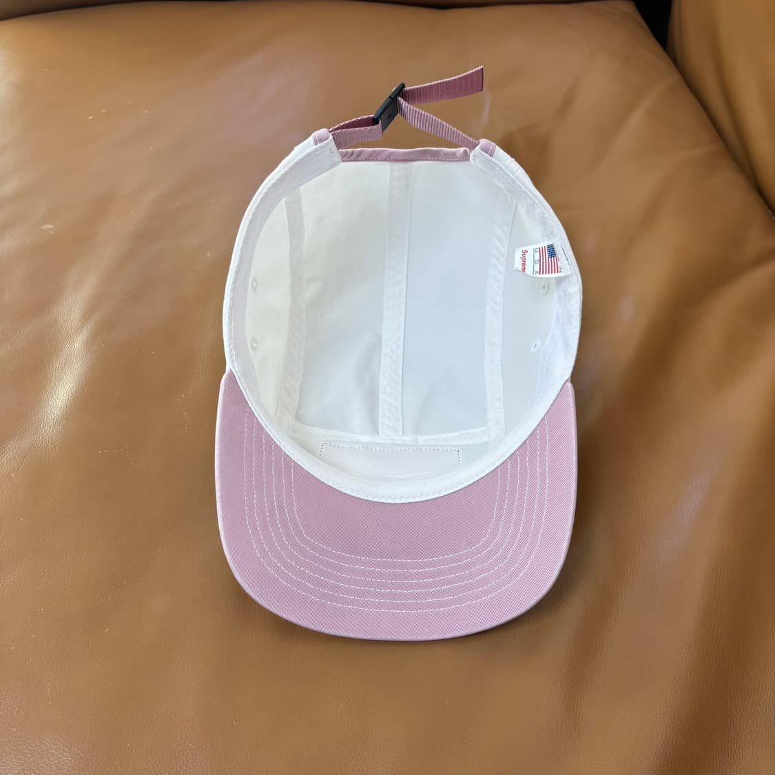 슈프림 캠프캡 모자 박스로고 투톤 화이트 핑크 상품이미지6