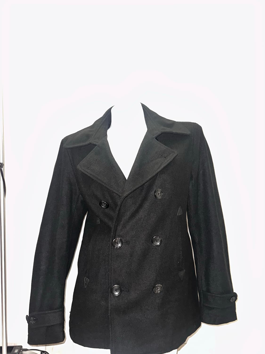 빈티지 블랙 버튼 반코트 상품이미지3