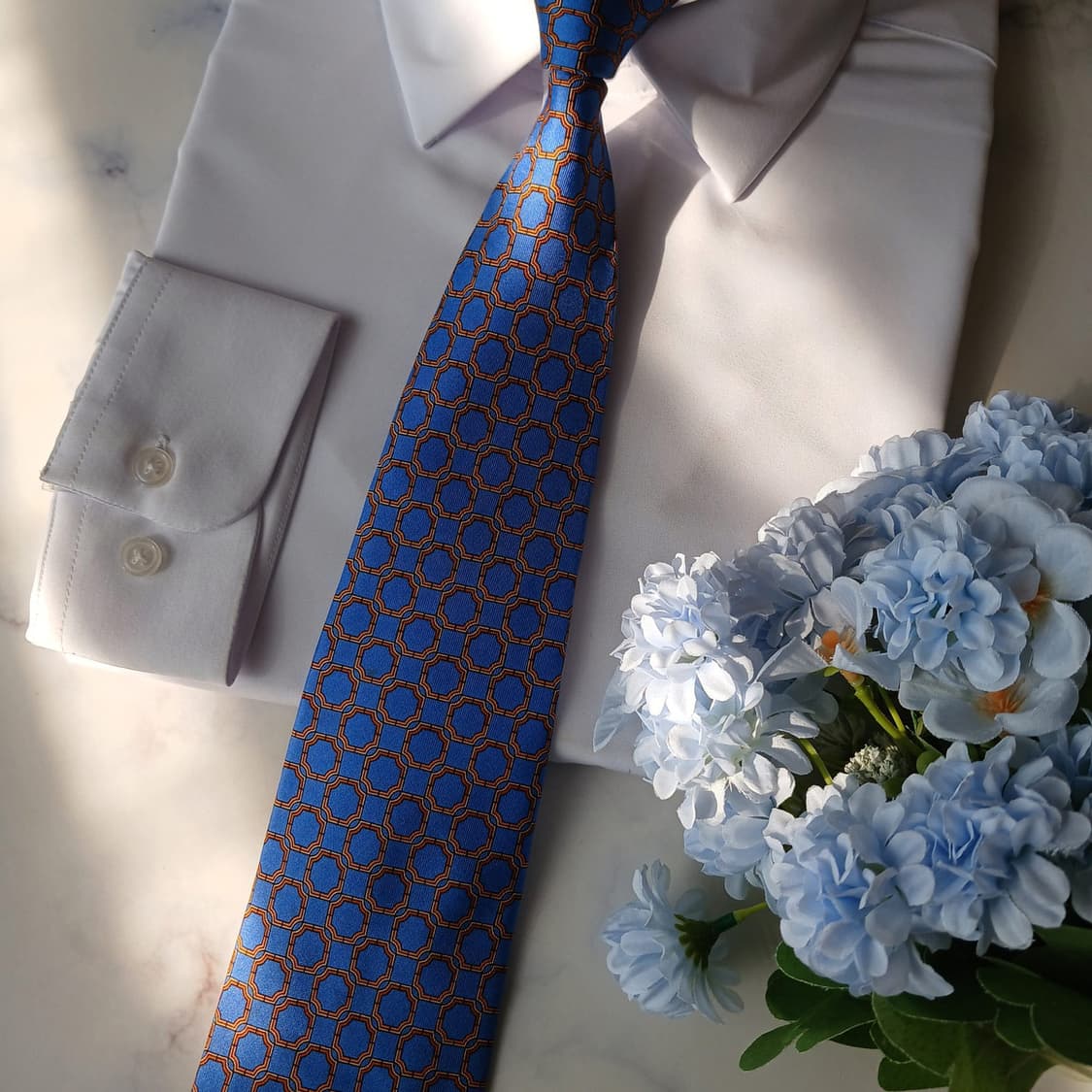 니나리치 실크 블루 패턴 넥타이 9.2cm A등급 A19835
 상품이미지7