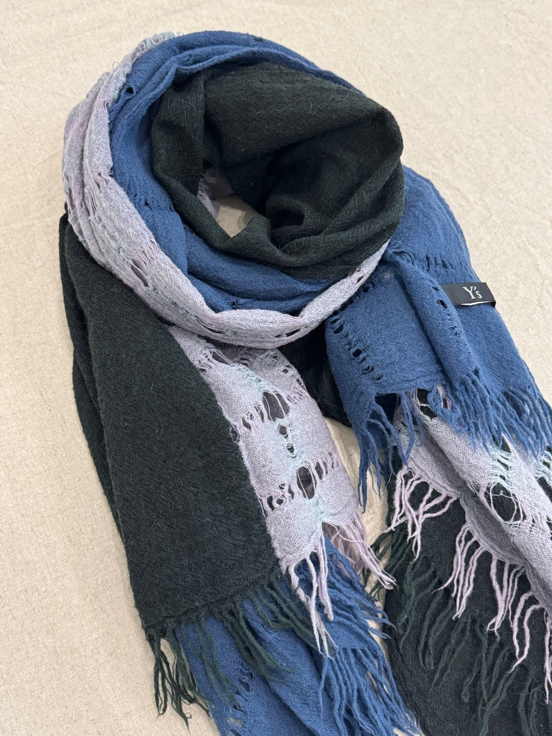 요지야마모토 트리플 레이어드 울 머플러 상품이미지3