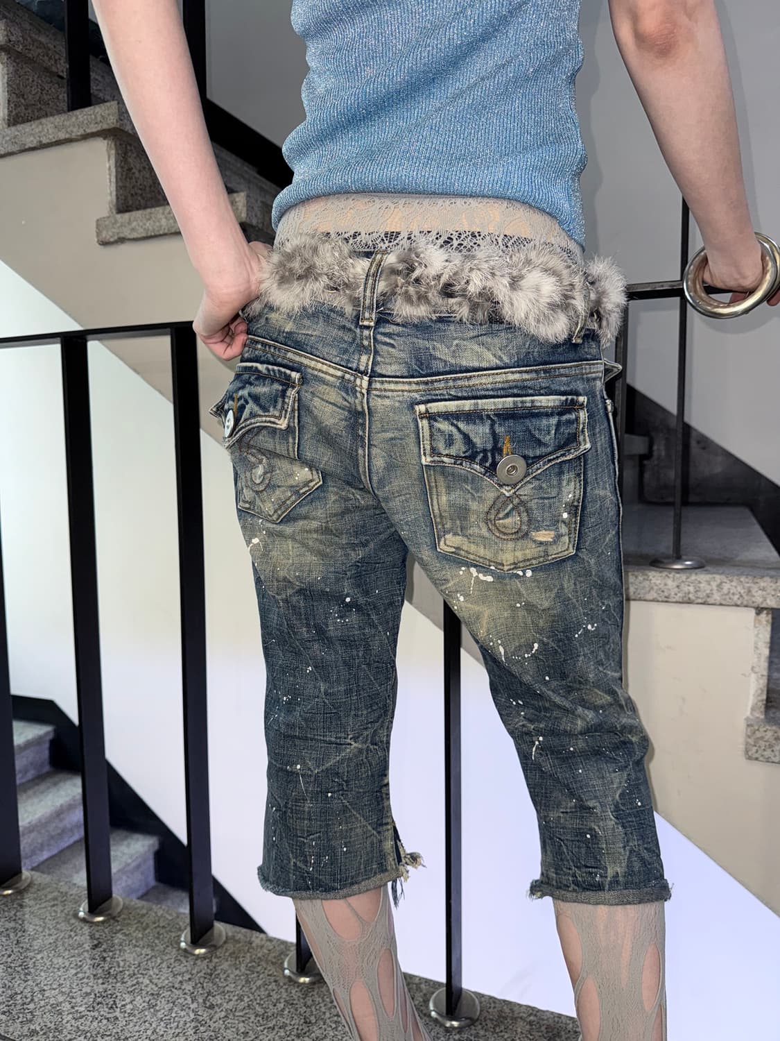 dirty washed distressed half pants 상품이미지6