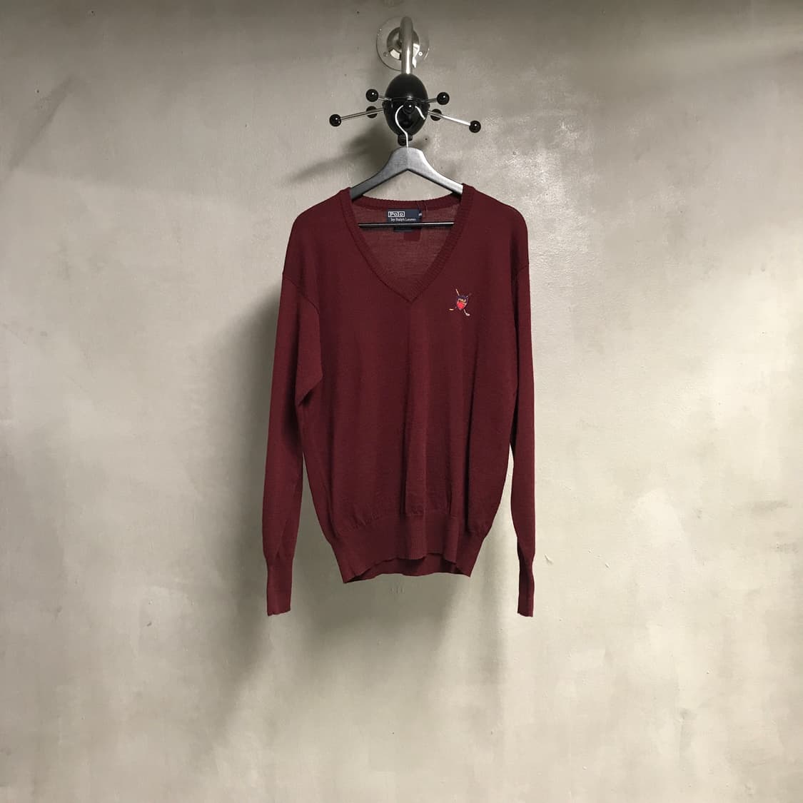 폴로 랄프로렌 브이넥 니트 버건디 100 상품이미지1