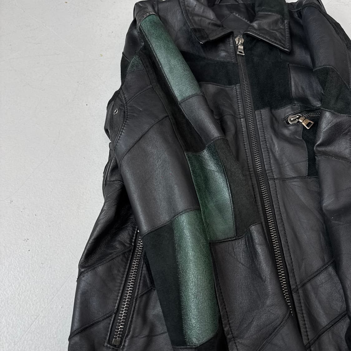 Maniac works 제팬 바이커 리얼레더 램스킨 패치워크 양가죽 자켓 상품이미지6